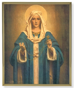 Our Lady of the Rosary by Chambers Gold Frame 8x10 Plaque [HFA4878]