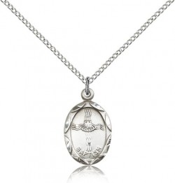 Petite Oval Baptism Medal with Shell In Cross Design [CM2276]