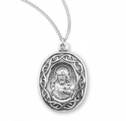 Oval Crown of Thorn Border Scapular Necklace [REM2117]