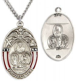 Oval Patriotic Land Air Sea Three Way Pendant [HM0725]
