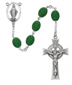 Oval Shamrock Rosary Oxidized Silver [RB1802]