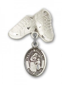 Pin Badge with Blessed Caroline Gerhardinger Charm and Baby Boots Pin [BLBP1840]
