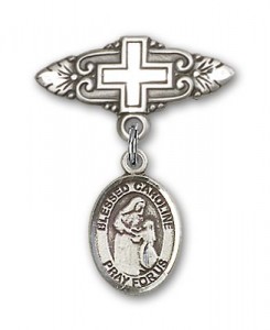 Pin Badge with Blessed Caroline Gerhardinger Charm and Badge Pin with Cross [BLBP1835]