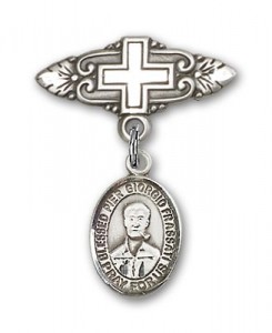 Pin Badge with Blessed Pier Giorgio Frassati Charm and Badge Pin with Cross [BLBP1814]
