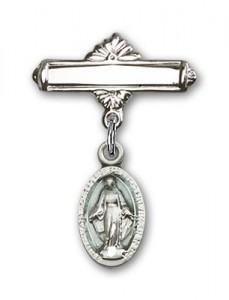 Pin Badge with Blue Miraculous Charm and Polished Engravable Badge Pin [BLBP0154]