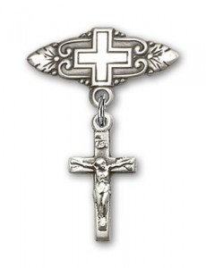 Pin Badge with Crucifix Charm and Badge Pin with Cross [BLBP0231]