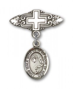 Pin Badge with Footprints Cross Charm and Badge Pin with Cross [BLBP1534]