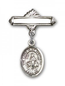 Pin Badge with Lord Is My Shepherd Charm and Polished Engravable Badge Pin [BLBP1092]