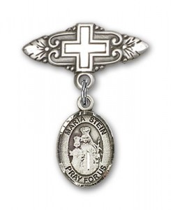 Pin Badge with Maria Stein Charm and Badge Pin with Cross [BLBP1177]