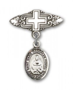 Pin Badge with Marie Magdalen Postel Charm and Badge Pin with Cross [BLBP1924]