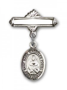 Pin Badge with Marie Magdalen Postel Charm and Polished Engravable Badge Pin [BLBP1923]