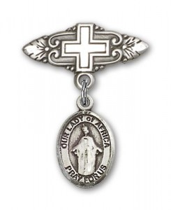 Pin Badge with Our Lady of Africa Charm and Badge Pin with Cross [BLBP1751]