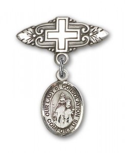 Pin Badge with Our Lady of Consolation Charm and Badge Pin with Cross [BLBP1910]