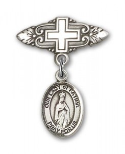 Pin Badge with Our Lady of Fatima Charm and Badge Pin with Cross [BLBP1317]