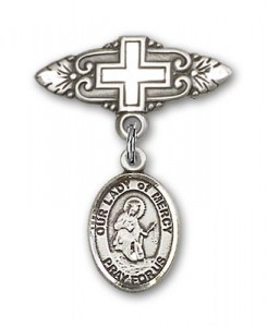 Pin Badge with Our Lady of Mercy Charm and Badge Pin with Cross [BLBP1890]