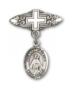 Pin Badge with Our Lady of Olives Charm and Badge Pin with Cross [BLBP1987]