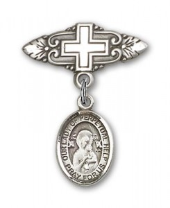 Pin Badge with Our Lady of Perpetual Help Charm and Badge Pin with Cross [BLBP1436]