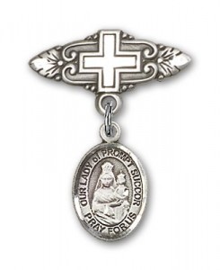 Pin Badge with Our Lady of Prompt Succor Charm and Badge Pin with Cross [BLBP1959]