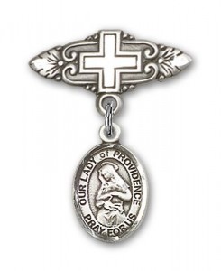 Pin Badge with Our Lady of Providence Charm and Badge Pin with Cross [BLBP0869]