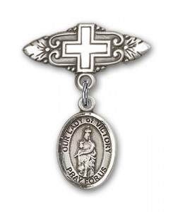 Pin Badge with Our Lady of Victory Charm and Badge Pin with Cross [BLBP2008]