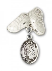 Pin Badge with St. Aaron Charm and Baby Boots Pin [BLBP1658]