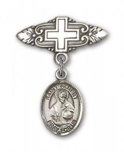 Pin Badge with St. Albert the Great Charm and Badge Pin with Cross [BLBP0266]