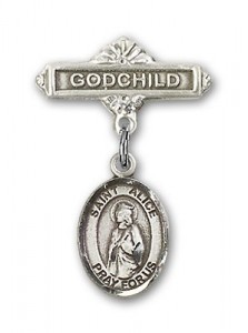 Pin Badge with St. Alice Charm and Godchild Badge Pin [BLBP1615]