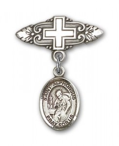 Pin Badge with St. Alphonsus Charm and Badge Pin with Cross [BLBP1429]