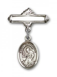 Pin Badge with St. Alphonsus Charm and Polished Engravable Badge Pin [BLBP1428]