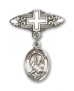 Pin Badge with St. Andrew the Apostle Charm and Badge Pin with Cross [BLBP0259]