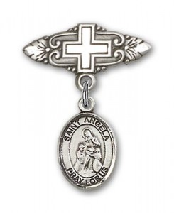 Pin Badge with St. Angela Merici Charm and Badge Pin with Cross [BLBP1855]