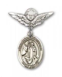 Pin Badge with St. Anthony of Egypt Charm and Angel with Smaller Wings Badge Pin [BLBP2088]