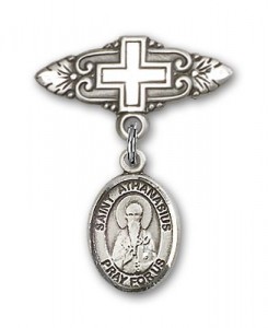 Pin Badge with St. Athanasius Charm and Badge Pin with Cross [BLBP1938]