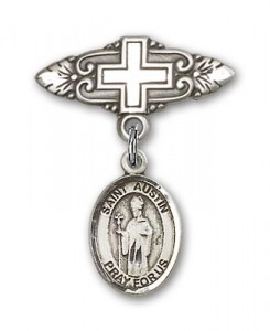 Pin Badge with St. Austin Charm and Badge Pin with Cross [BLBP1667]