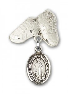 Pin Badge with St. Bartholomew the Apostle Charm and Baby Boots Pin [BLBP1546]