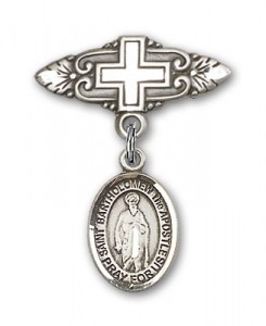 Pin Badge with St. Bartholomew the Apostle Charm and Badge Pin with Cross [BLBP1541]