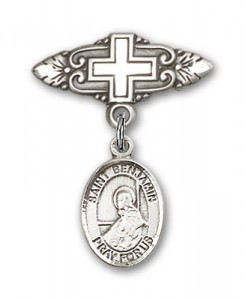 Pin Badge with St. Benjamin Charm and Badge Pin with Cross [BLBP0350]