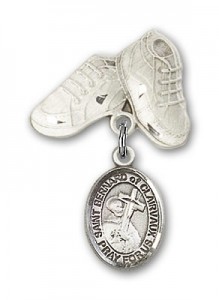 Pin Badge with St. Bernard of Clairvaux Charm and Baby Boots Pin [BLBP1511]