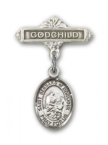 Pin Badge with St. Bernard of Montjoux Charm and Godchild Badge Pin [BLBP1727]