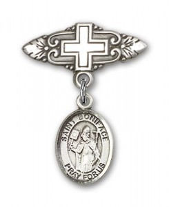 Pin Badge with St. Boniface Charm and Badge Pin with Cross [BLBP0322]