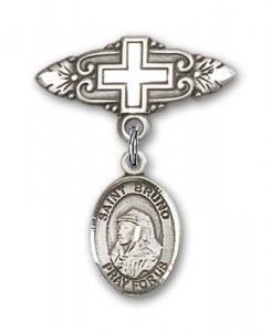 Pin Badge with St. Bruno Charm and Badge Pin with Cross [BLBP1758]