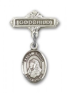 Pin Badge with St. Bruno Charm and Godchild Badge Pin [BLBP1762]