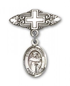 Pin Badge with St. Casimir of Poland Charm and Badge Pin with Cross [BLBP1051]