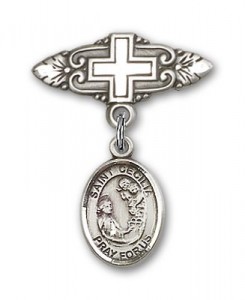Pin Badge with St. Cecilia Charm and Badge Pin with Cross [BLBP0371]