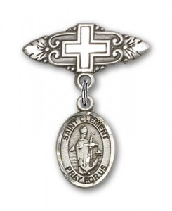 Pin Badge with St. Clement Charm and Badge Pin with Cross [BLBP2204]