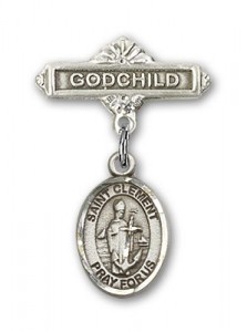 Pin Badge with St. Clement Charm and Godchild Badge Pin [BLBP2208]