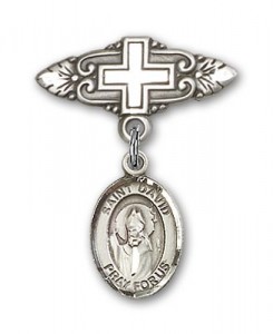 Pin Badge with St. David of Wales Charm and Badge Pin with Cross [BLBP0449]