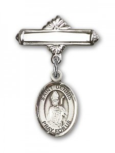 Pin Badge with St. Dennis Charm and Polished Engravable Badge Pin [BLBP0434]
