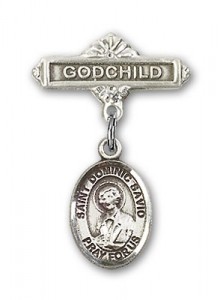 Pin Badge with St. Dominic Savio Charm and Godchild Badge Pin [BLBP1475]
