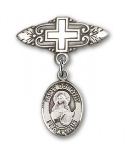 Pin Badge with St. Dorothy Charm and Badge Pin with Cross [BLBP0421]